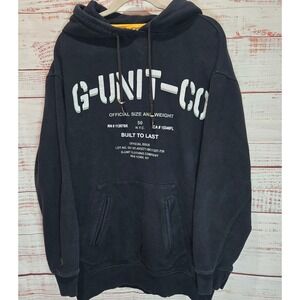G-Unit Men's Heavyweight Vintage Pullover Hoodie Black XL Logo Y2K Grunge